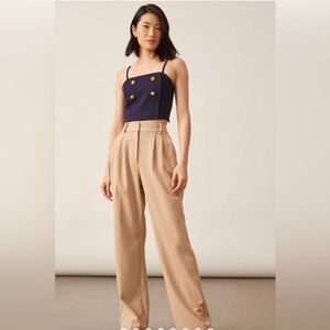NWT Anthropologie Eva Franco Ponte Trench Blouse Navy